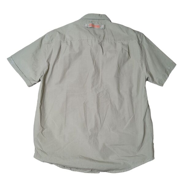 Vintage STRUCTURE Men's Large Khaki Military Style Button Front Shirt Unique - Picture 4 of 5